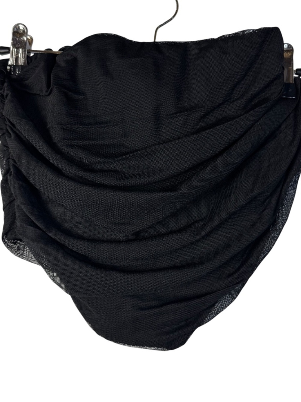 Boutique Black Drape Mesh Strapless Tank Top XS